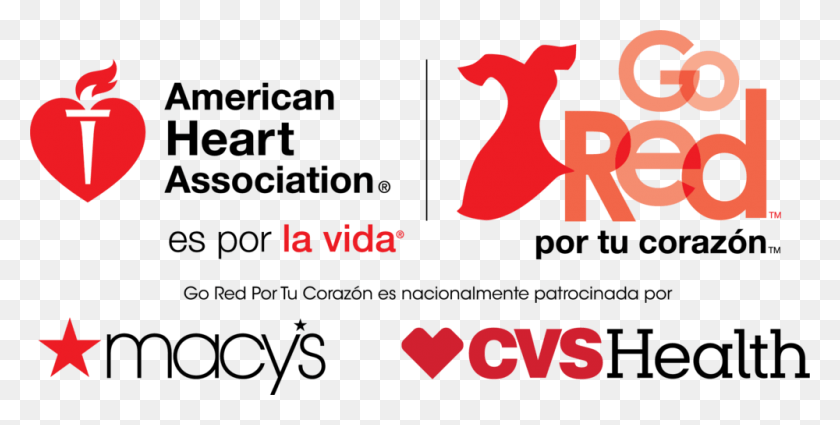 1000x468 Grfw Aha Liw H Macys Cvs K R Sp American Heart Association Go Red For Women Logo, Text, Symbol, Trademark HD PNG Download