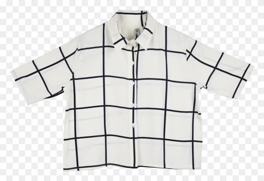 795x528 Grid Button Up Shirt Aesthetic Grid Button Up Shirt, Clothing, Apparel, Dress Shirt HD PNG Download