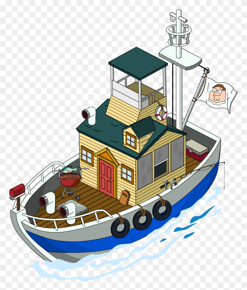 778x926 Descargar Png Griffin Houseboat Family Guy Quest Stuff Wiki Barco, Vehículo, Transporte, Remolcador Hd Png