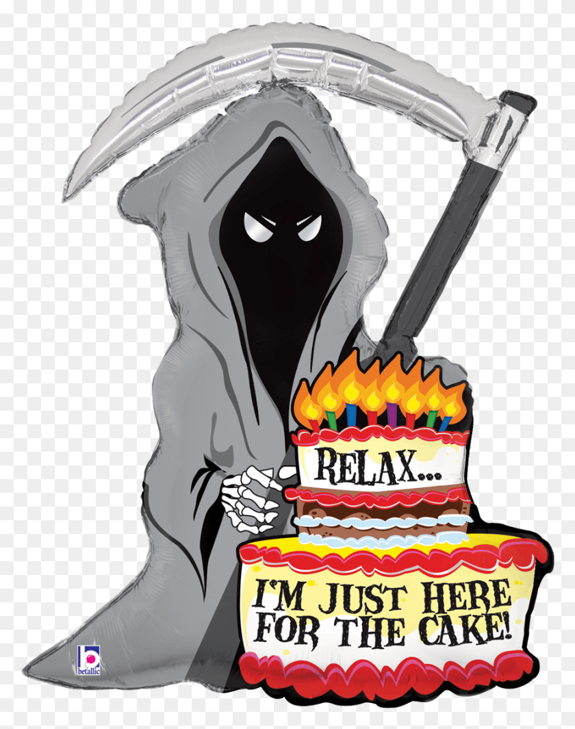 877x1130 Grim Reaper Balloons All American Balloons Funny Over The Hill, Cake, Dessert, Food HD PNG Download