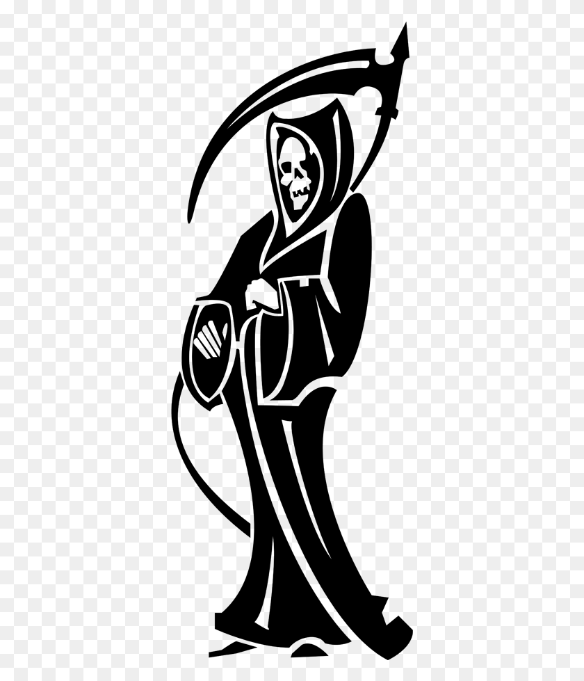 349x919 Grim Reaper Wall Sticker Tattoo Vector, Gray, World Of Warcraft HD PNG Download
