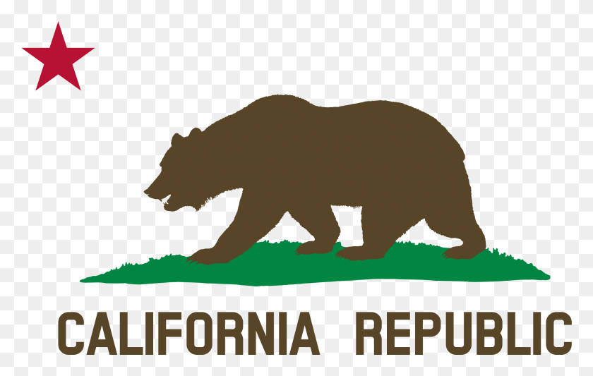 2206x1338 Grizzly Bear Clipart California Bear California Republic Flag Black And White, Poster, Advertisement, Wildlife HD PNG Download