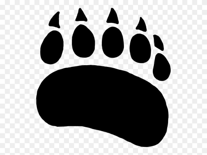 551x568 Grizzly Bear Clipart Paw Print Polar Bear Paw Silhouette, Nature, Outdoors, Night HD PNG Download