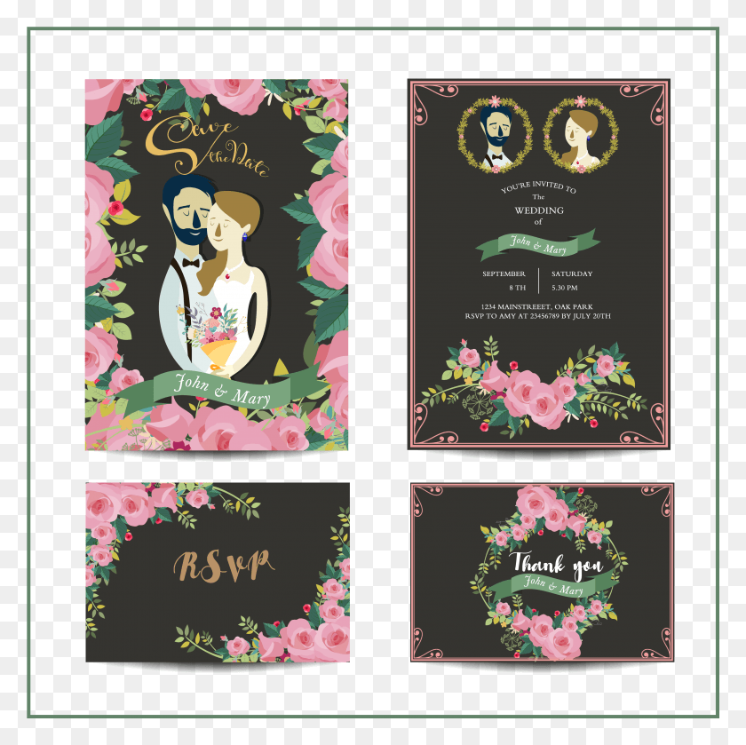 3378x3374 Groom Vector Wedding Card Design Bride Picture Frame, Advertisement, Poster, Text HD PNG Download