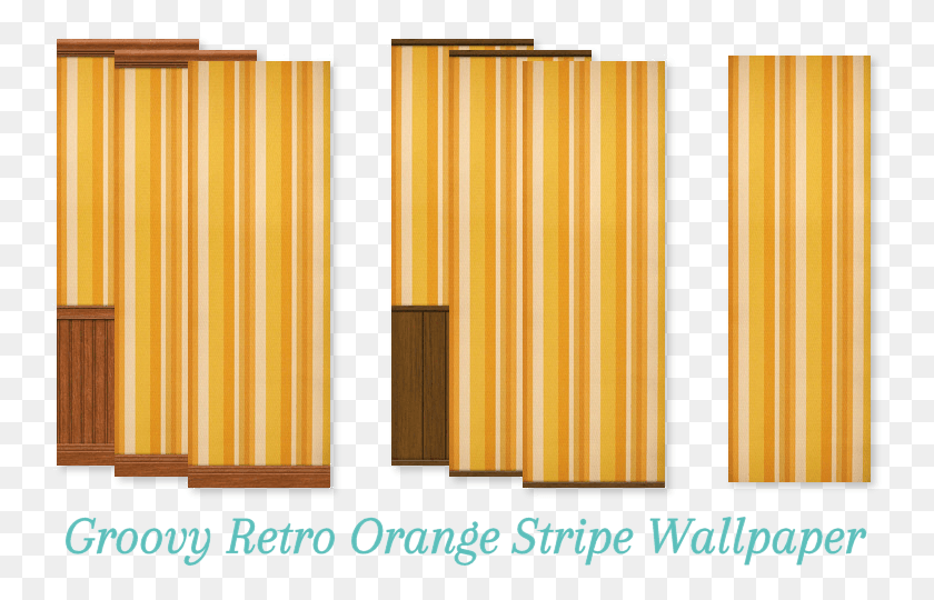 748x480 Groovy Orange Stripe Wallpaper Wood, Door, Interior Design, Indoors HD PNG Download