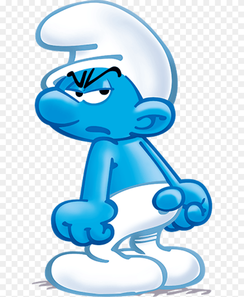 621x1024 Grouchy Smurf Cartoon, Baby, Person, Outdoors Sticker PNG
