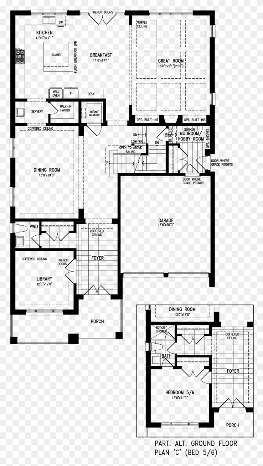 869x1590 Ground Floor With Bedroom 56 Floor Plan, Gray, World Of Warcraft HD PNG Download