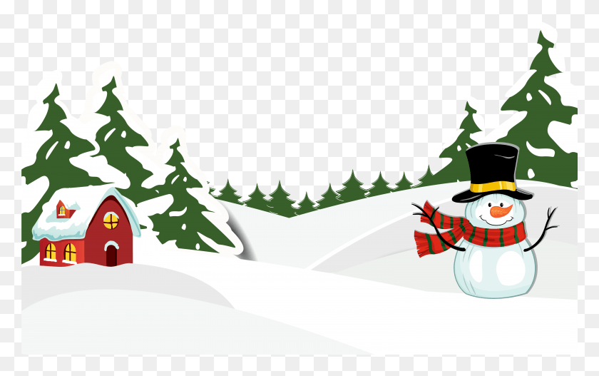 6110x3662 Ground With Snowman Image Gallery Yopriceville Merry Christmas Boston Terrier, Tree, Plant, Winter HD PNG Download