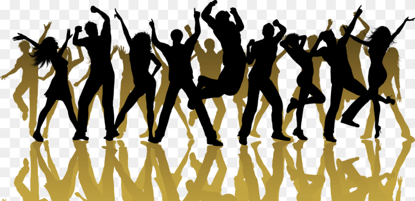 1200x583 Group Dance Silhouette Dancing People Silhouette, Person, Man, Male, Adult Sticker PNG