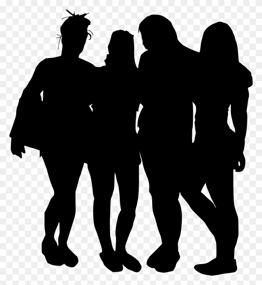 1369x1499 Group Of 4 Girls Silhouette, Gray, World Of Warcraft HD PNG Download