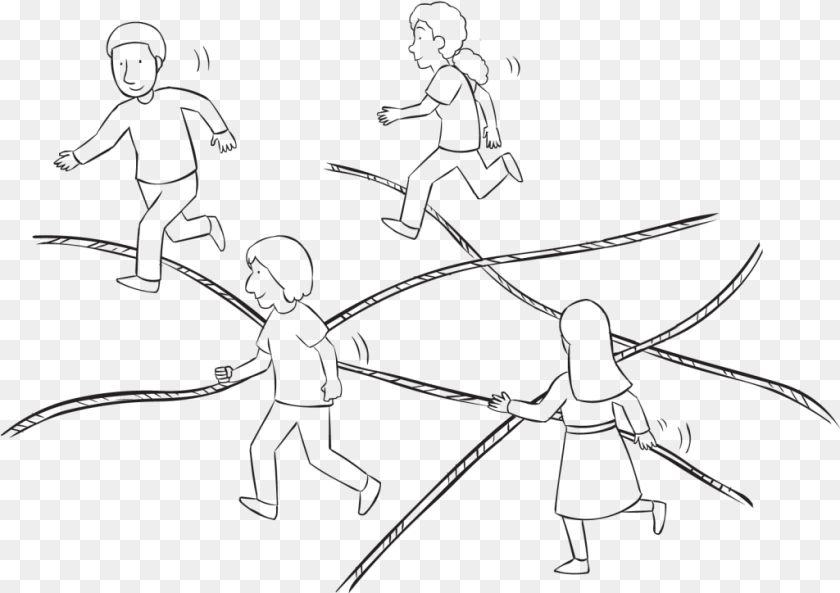 1025x724 Group Of People Traversing An Area Of Ropes Laying, Silhouette, Person, Face, Head Clipart PNG