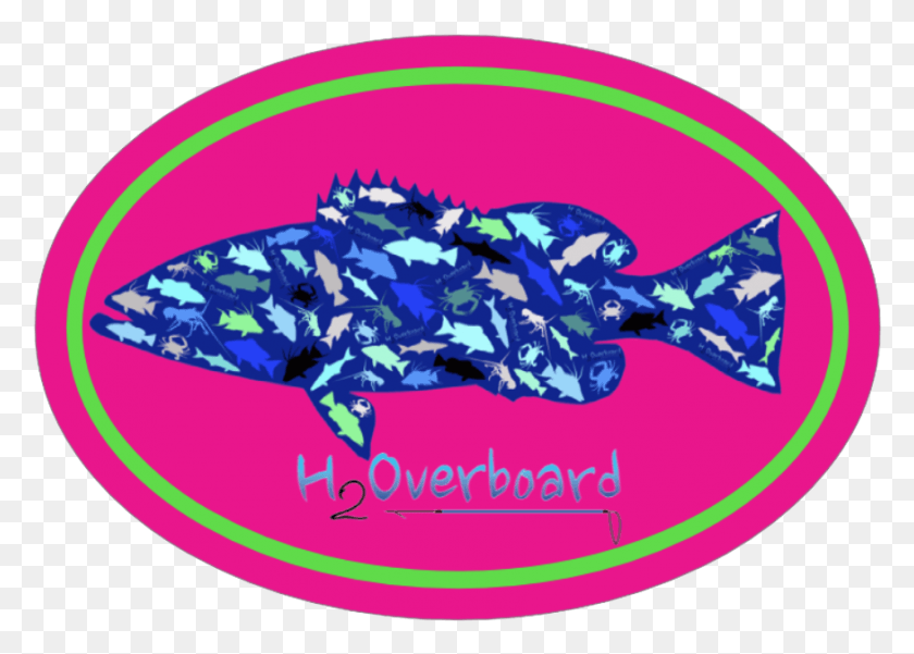 875x607 Grouper Camo Oval Sticker Emblem, Label, Text, Animal HD PNG Download