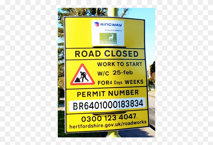 385x513 Grove Road Road Works Sign, Symbol, Road Sign HD PNG Download
