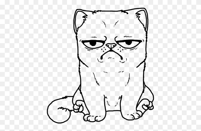 451x486 Grumpy Cat Coloring Page, Gray, World Of Warcraft Png