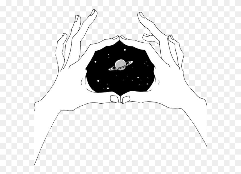 602x548 Grunge Space Aesthetic Hands Tumblr Drawing Planet Prostie Cherno Belie Risunki, Stencil, Person, Human HD PNG Download