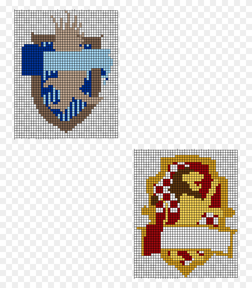 745x900 Gryffindor And Ravenclaw House Sheilds Cross Stitch, Pac Man, Super Mario HD PNG Download