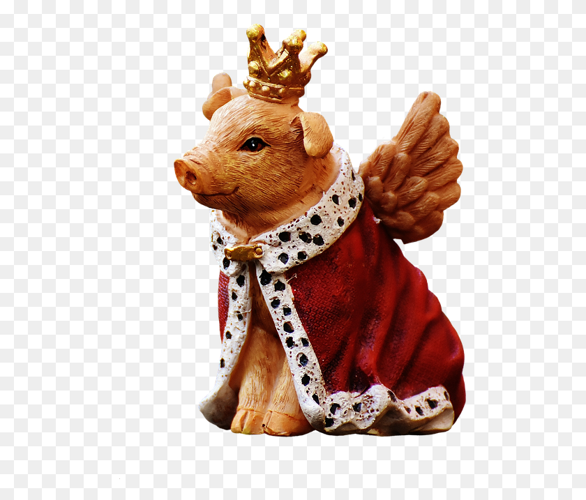 500x657 Guardian Angel Piglet Figure Crown Cropping Portafortuna Capodanno, Figurine, Toy, Doll Descargar Hd Png