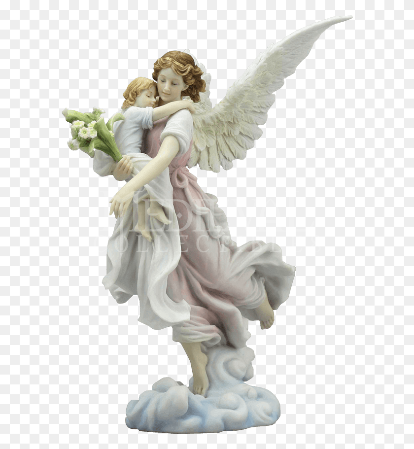 592x851 Guardian Angel With Child Guardian Angel Holding Baby, Archangel, Figurine HD PNG Download