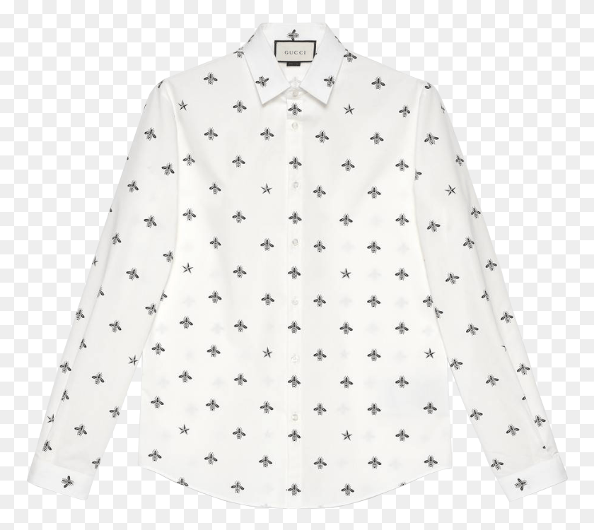 766x690 Gucci Bee Star Cotton Duke Shirt Polka Dot, Clothing, Apparel, Texture Descargar Hd Png