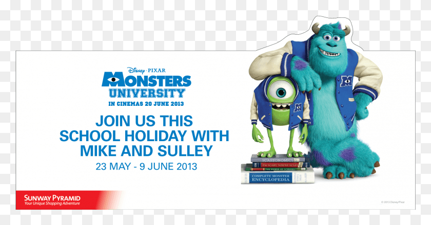 1702x831 Guess Who Will Be Dropping By Early To Sunway Pyramid Monsters University Walt Disney, Toy, Text, Poster HD PNG Download