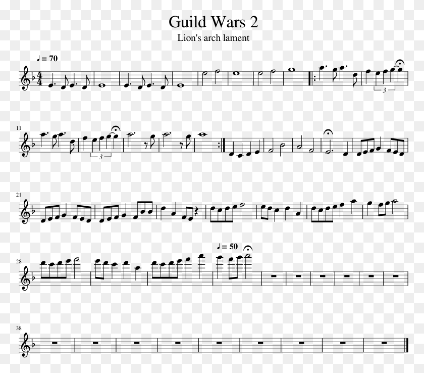 778x678 Guild Wars 2 Sheet Music 1 Of 1 Pages Love Of A Princess Cello Sheet Music, Gray, World Of Warcraft HD PNG Download