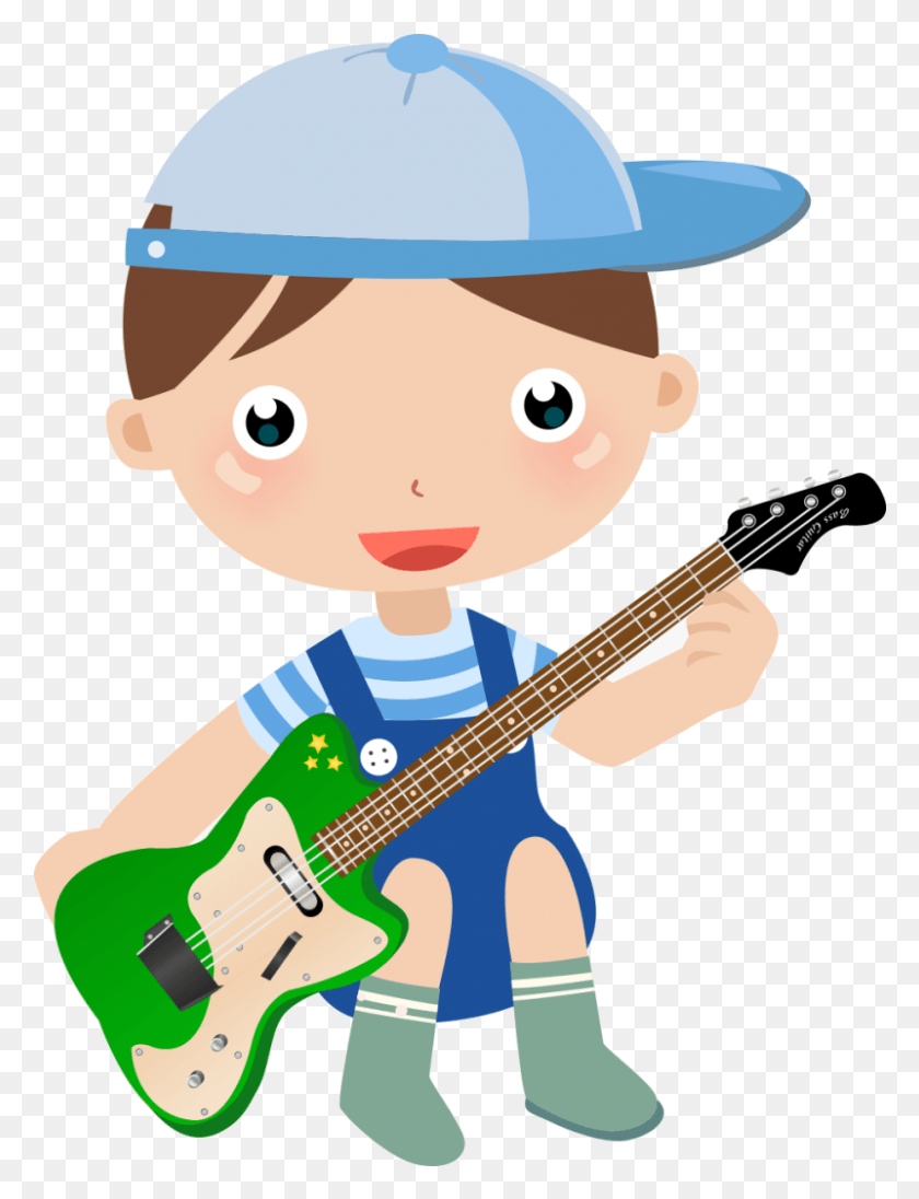 801x1064 Guitar Boy Playing Clipart Baby With Cartoon Transparent Baby With Guitar Cartoon, Leisure Activities, Musical Instrument, Bass Guitar HD PNG Download