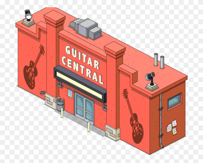 714x615 Guitar Center Logo Los Simpson Tapped Out Edificios, Building, Fire Truck, Vehicle HD PNG Download