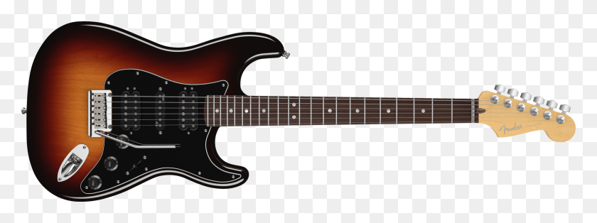 2400x784 Guitar Clipart Black Fender Stratocaster American Hss, Leisure Activities, Musical Instrument, Electric Guitar HD PNG Download