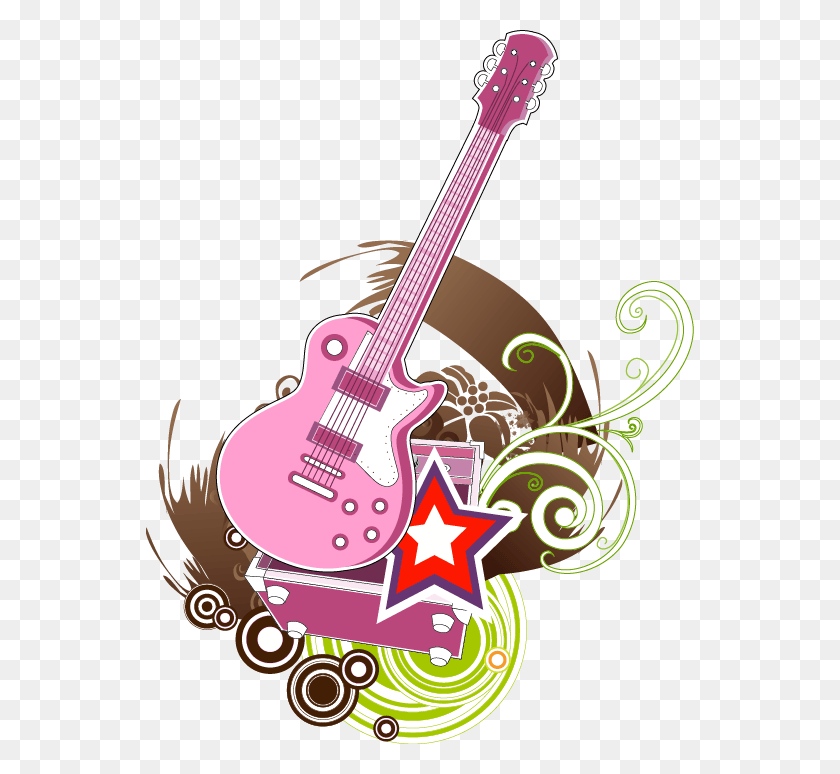 548x714 Гитара Графический Дизайн Розовое Изображение С Вектором Гитара Роза, Досуг, Музыкальный Инструмент, Графика Hd Png Скачать