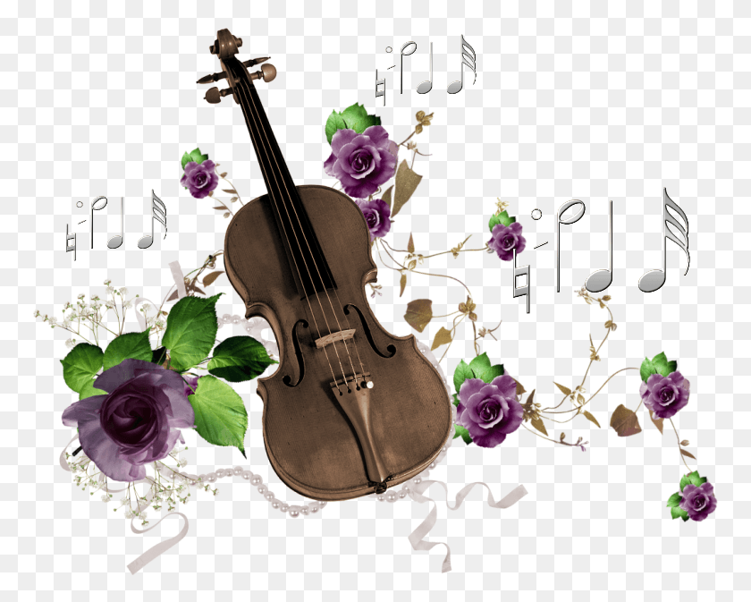 767x613 Guitar Roses Painted Purple Musical Note Instrument Instrument De Musique Hiver, Leisure Activities, Violin, Musical Instrument HD PNG Download