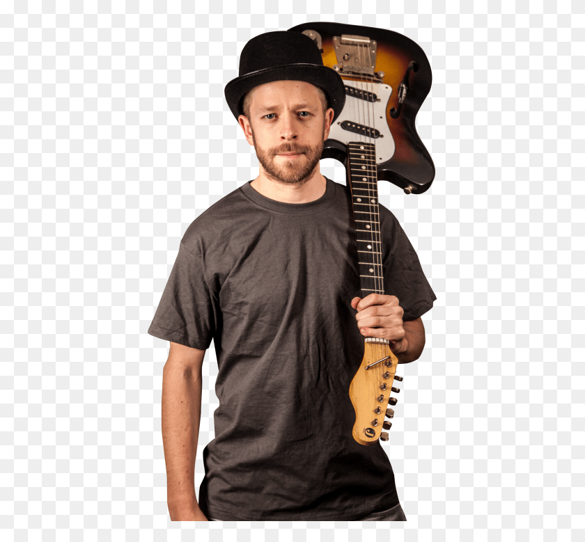 417x719 Guitarist Stand And Holds A Guitar Image Collage Musical, Person, Human, Leisure Activities HD PNG Download