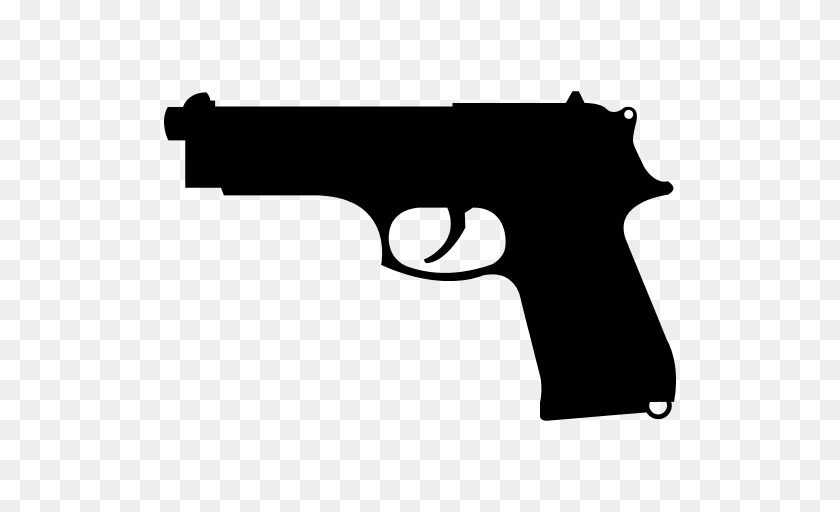 512x512 Gun Pistol Weapon Icon, Gray Sticker PNG
