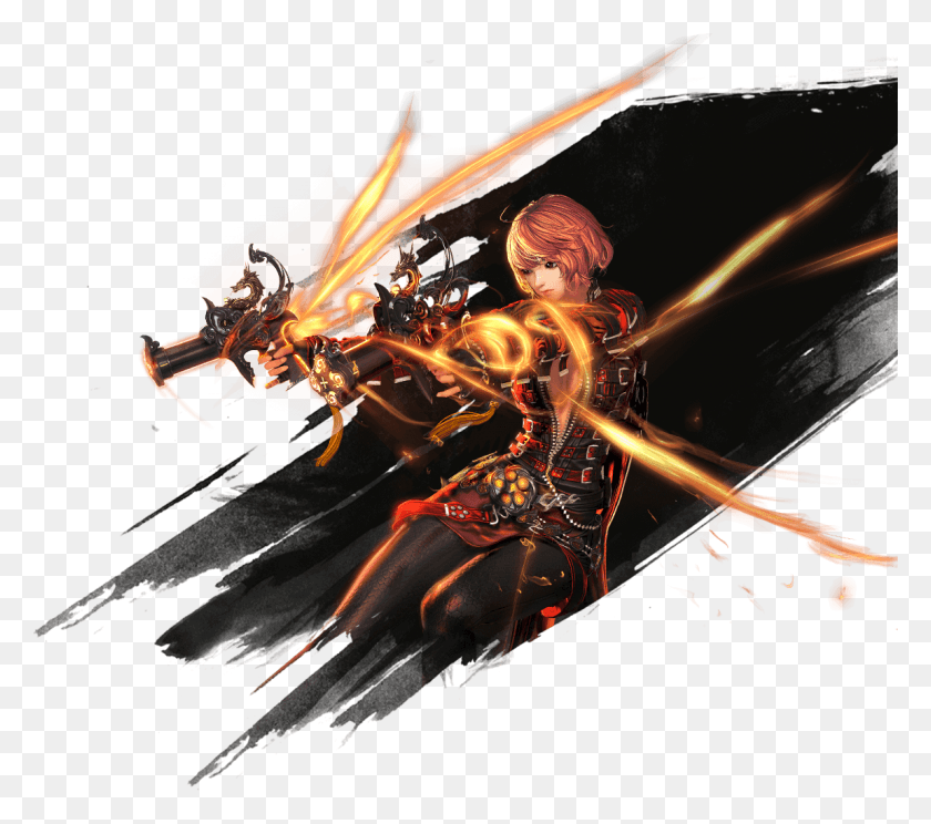 1150x1009 Gunfire Mastery Blade And Soul Dead Reckoning Outfit, Bonfire, Flame, Fire HD PNG Download