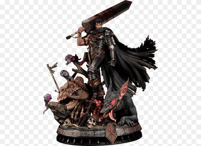 480x609 Guts The Black Swordsman Statue, Sword, Weapon, Figurine, Adult PNG