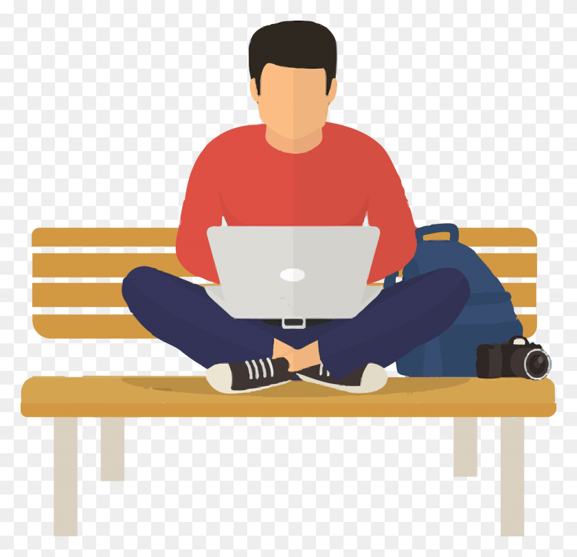 1440x1387 Guy With Laptop, Sitting, Person, Human HD PNG Download
