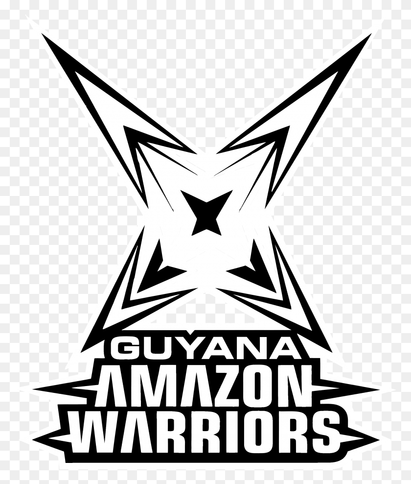 2400x2856 Guyama Amazon Warriors Logo Black And White Guyana Amazon Warriors, Symbol, Star Symbol, Construction Crane HD PNG Download