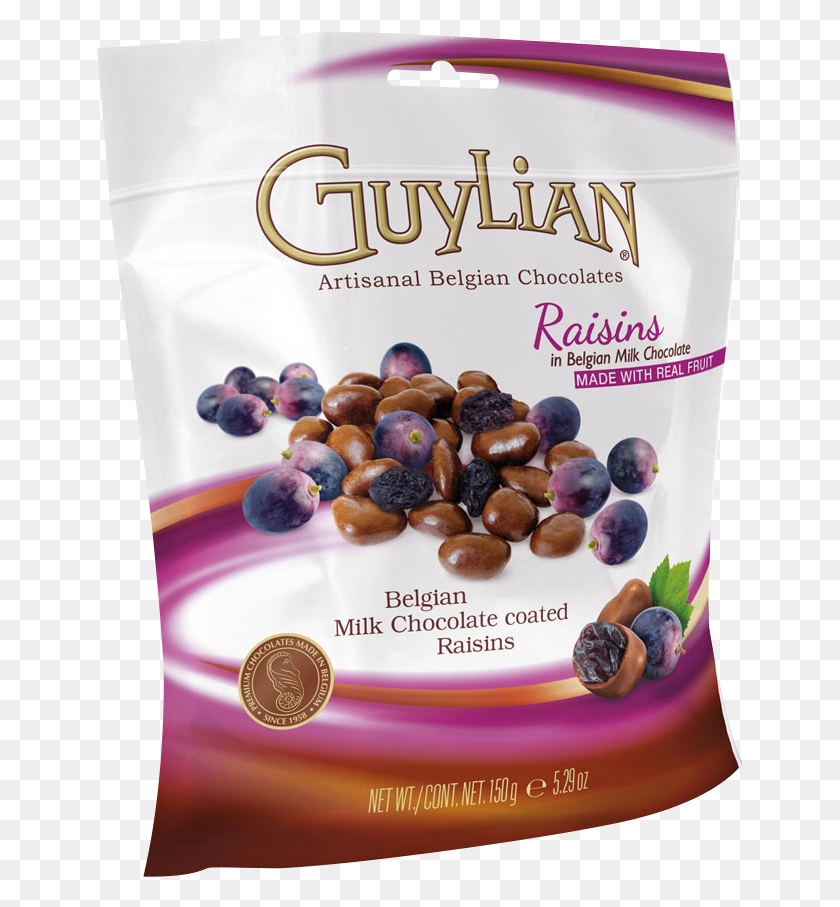 647x847 Guylian Milk Chocolate Covered Raisins In Pouch 150g Dark Chocolate Covered Cranberries Bag, Plant, Food, Nut HD PNG Download