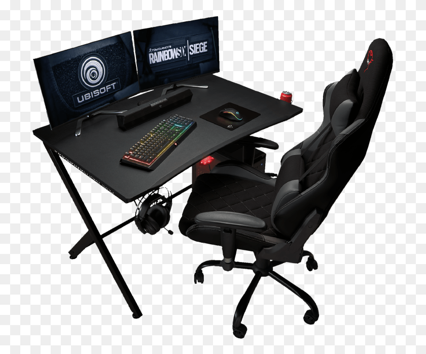 713x637 Gxt 711 Dominus Gaming Desk Trust Gxt 711 Dominus Gaming Desk, Furniture, Chair, Computer Keyboard HD PNG Download