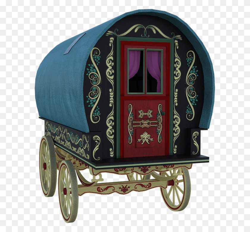 607x720 Gypsy Wagon Travel Caravan Summer Romania Carriage, Vehicle, Transportation, Wheel HD PNG Download
