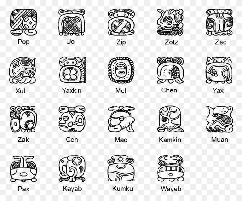 840x690 Haab Glyphs Mayan Calendar Glyphs, Gray, World Of Warcraft HD PNG Download