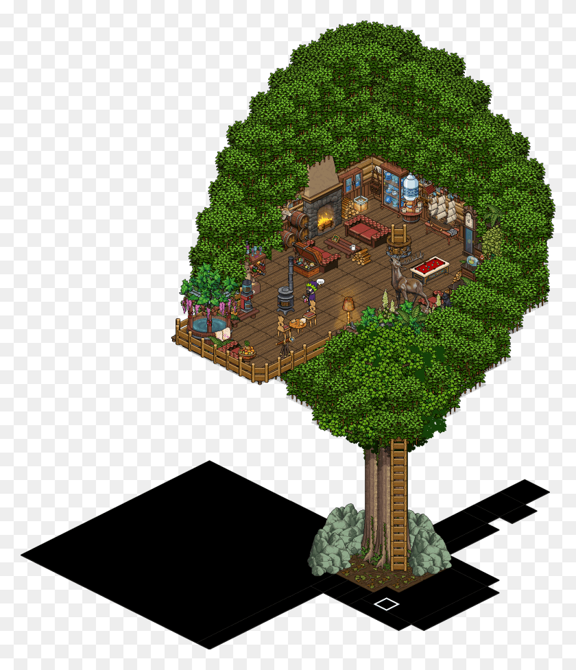 1359x1599 Habbo Sulake Tree House Free Hq Image Clipart Tree House Room Habbo, Minecraft, Vegetation, Plant HD PNG Download