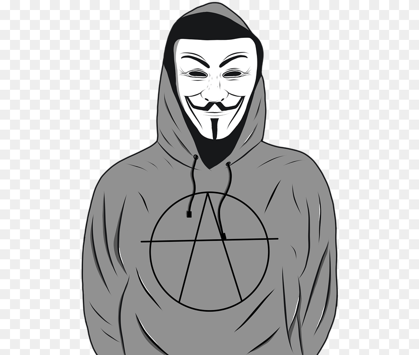 520x712 Hacker Anonymous, Adult, Sweatshirt, Sweater, Person Sticker PNG