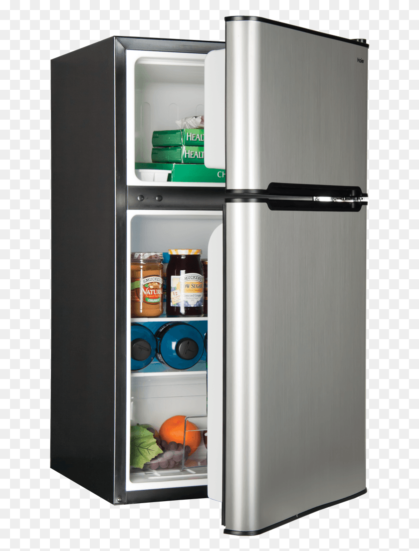 642x1045 Haier Hnde03vs Efficiently Compact 2 Door Refrigerador, Refrigerator, Appliance, Shelf HD PNG Download
