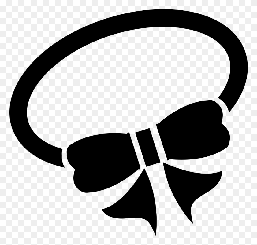 981x934 Hair Elastic With A Bow Comments Hair Tie Icon, Stencil, Symbol HD PNG Download