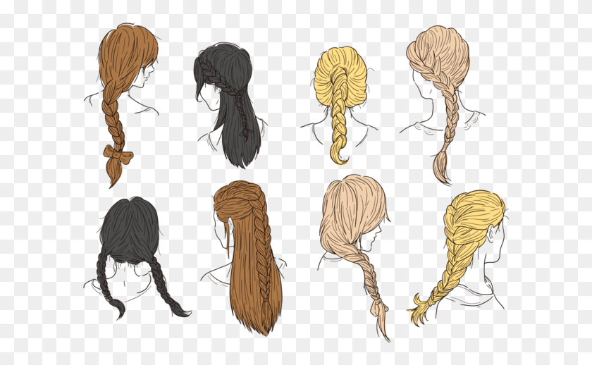 607x458 Hair Plaits And Braids Vectors Hairstyle Braids Vector, Person, Human HD PNG Download