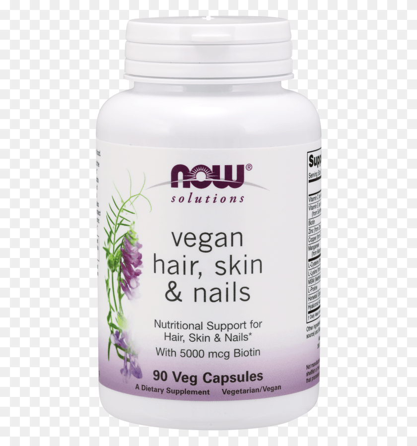 457x839 Hair Skin Amp Nails Vegan Veg Capsules Digitalis, Cosmetics, Bottle, Plant HD PNG Download