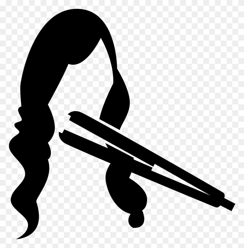 981x1000 Hair Straightener On Long Female Hair Comments Long Hair Icon, Hammer, Tool HD PNG Download