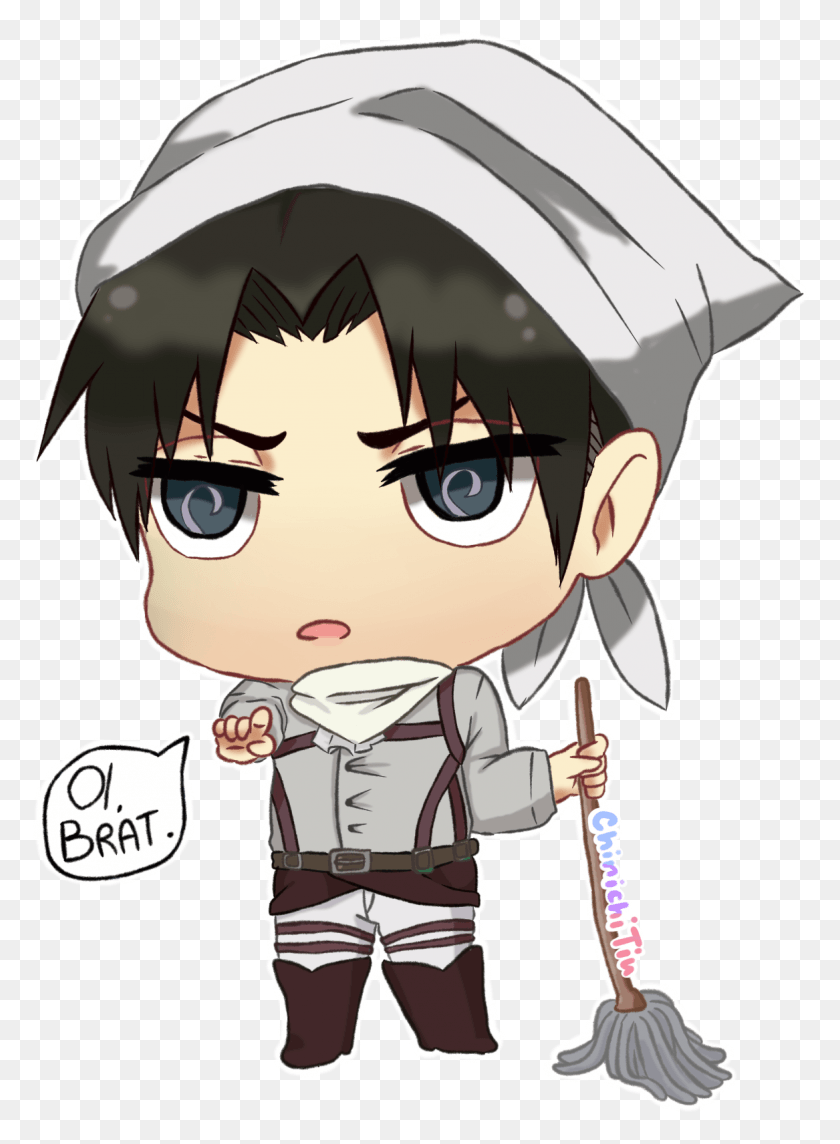 1167x1623 Hairclip Artanimationfictional Character Chibi Levi Ackerman Cleaning, Helmet, Clothing, Apparel HD PNG Download
