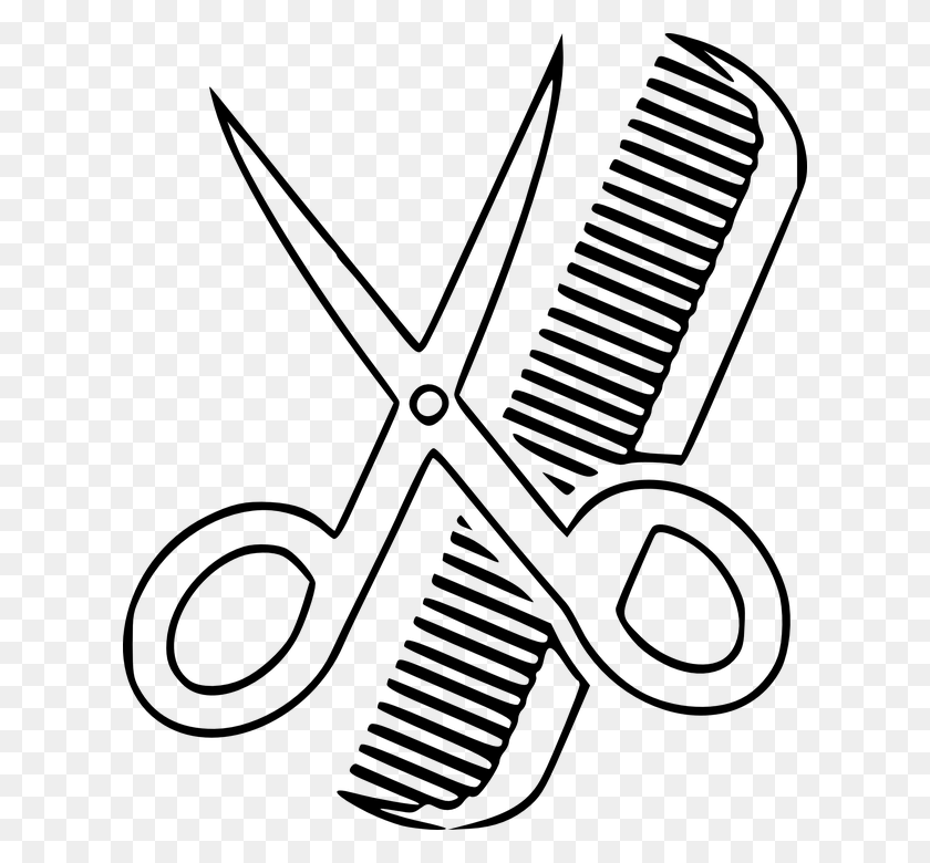 618x720 Hairstyle Chisel Comb Scissors Hair Brush Tesoura E Pente Branco, Gray, World Of Warcraft HD PNG Download