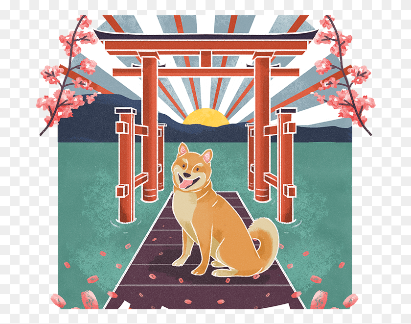 696x601 Hakone Torii Gate Lake Ashi Blues Illustration Design Hakone, Dog, Pet, Canine HD PNG Download